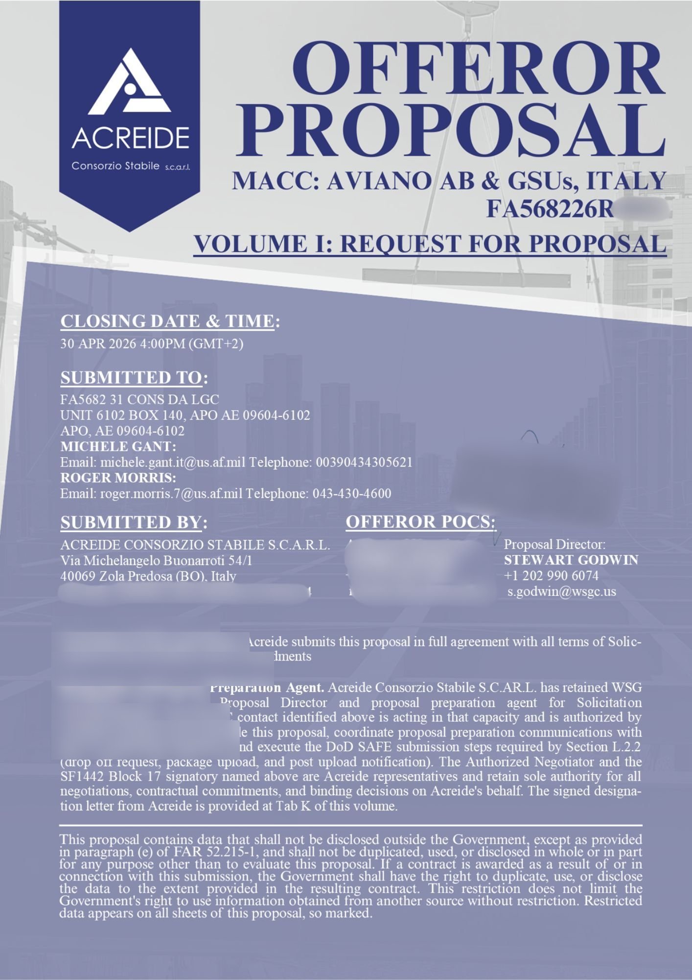 Blurred proposal cover page